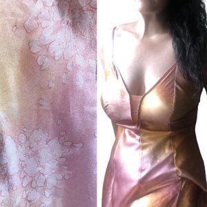 VS Gold Label Ombré Watercolor Dip Dye Satin Chemise Negligee Full Slip Dress